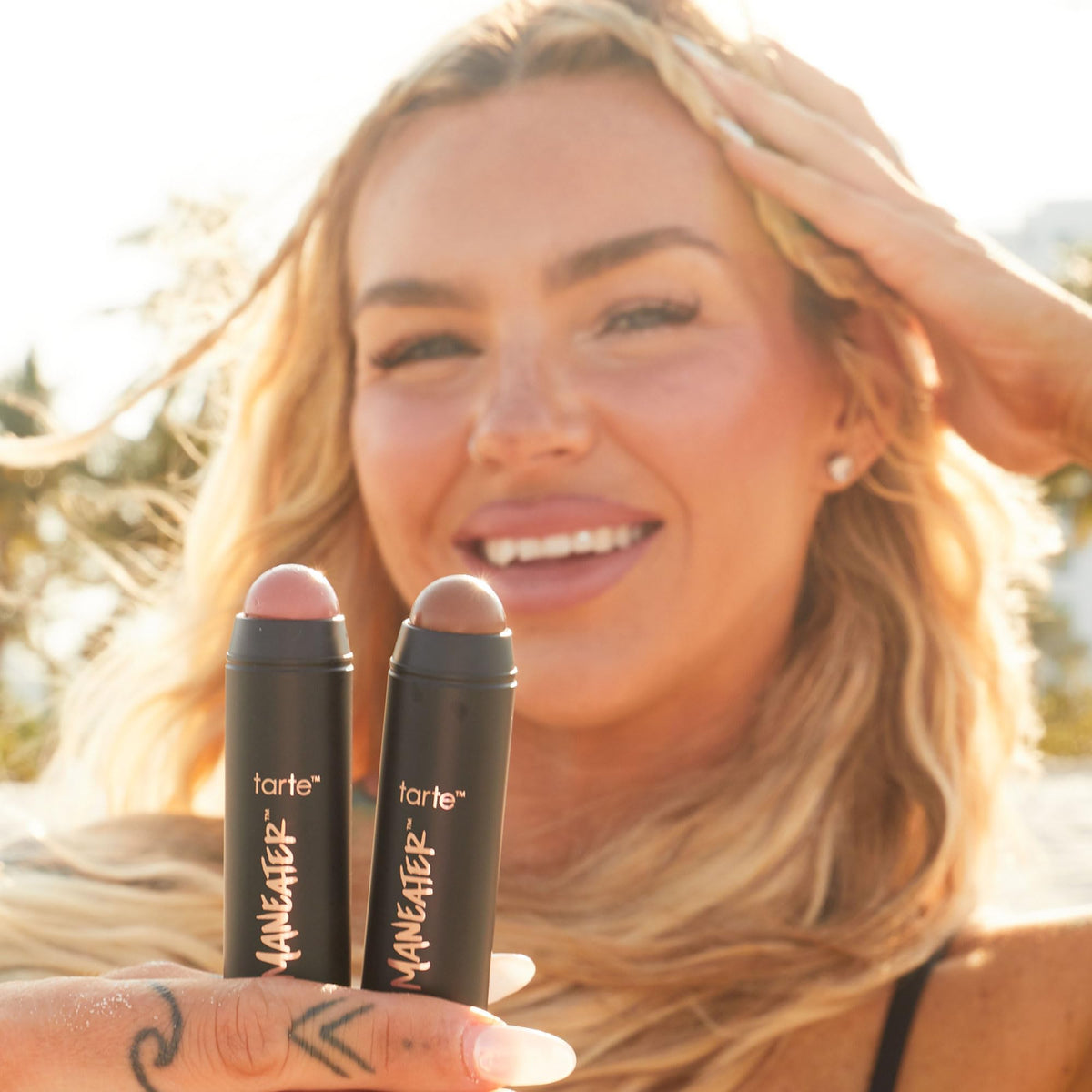 tarte maneater silk stick bronzer – Buildable Lightweight Cream Bronzer, Natural Matte Finish, Vegan & Cruelty-Free, full size, eclipse