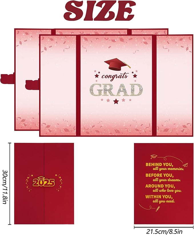 Vlipoeasn 2PCS Graduation Guest Book Alternative, Red Gold Class of 2026 Graduation Party Decorations, Graduation Signature Book for 2026 College High School, Unique Graduation Gifts for Friends