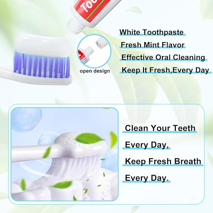 HOIQIRY 100 Tubes Extra Small Travel Size Toothpast Bulk,Mini 0.176 oz/5 Grams Small Disposable Toothpaste Mint Single Use Mini Bulk Toothpaste Travel Size for Hotel,Camping,Homeless,Charity,Guests