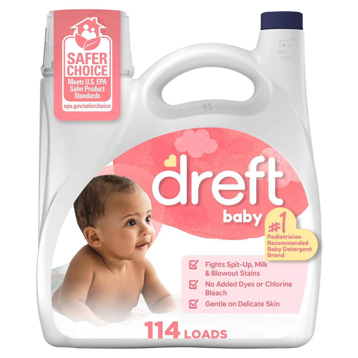 Dreft Baby Liquid Laundry Detergent, Gentle on Sensitive Skin Laundry Soap, 150 fl oz, 114 Loads (Packaging May Vary)