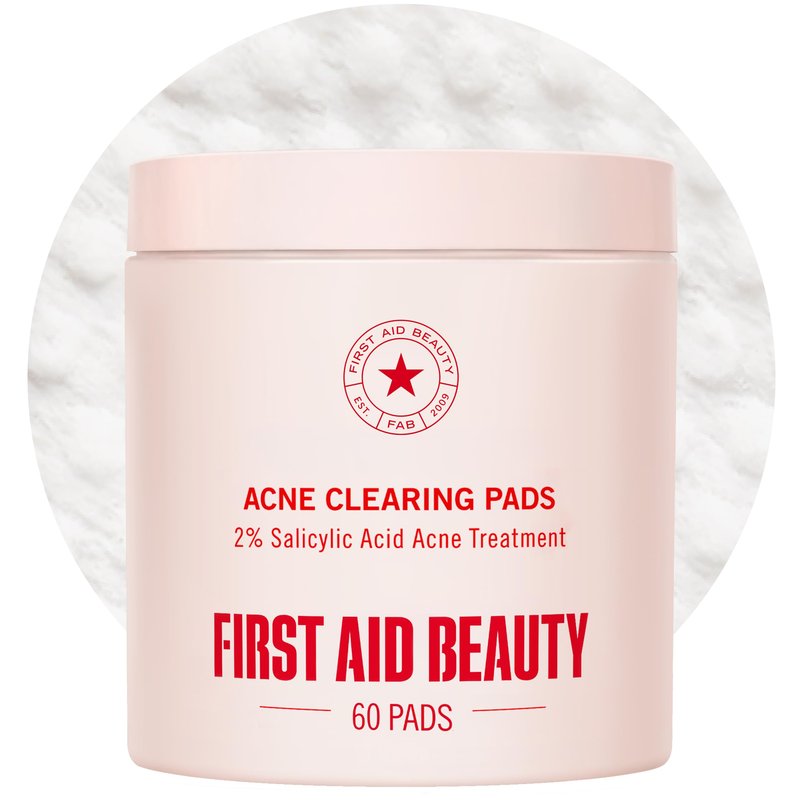 First Aid Beauty Acne Treatment Pads, 2% Salicylic Acid Maximum Strength Acne Pads for Face, Non-Drying Formula, Sensitive Skin, 60 ct