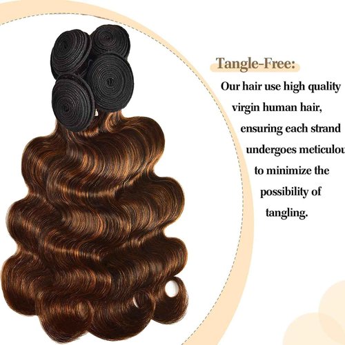 Fabimiya Human Hair Bundles 20 22 24 Inch Chocolate Brown P4/30 Body Wave Bundles Human Hair 100% Unprocessed Soft Sewn In Hair with Double Weft for Black Women