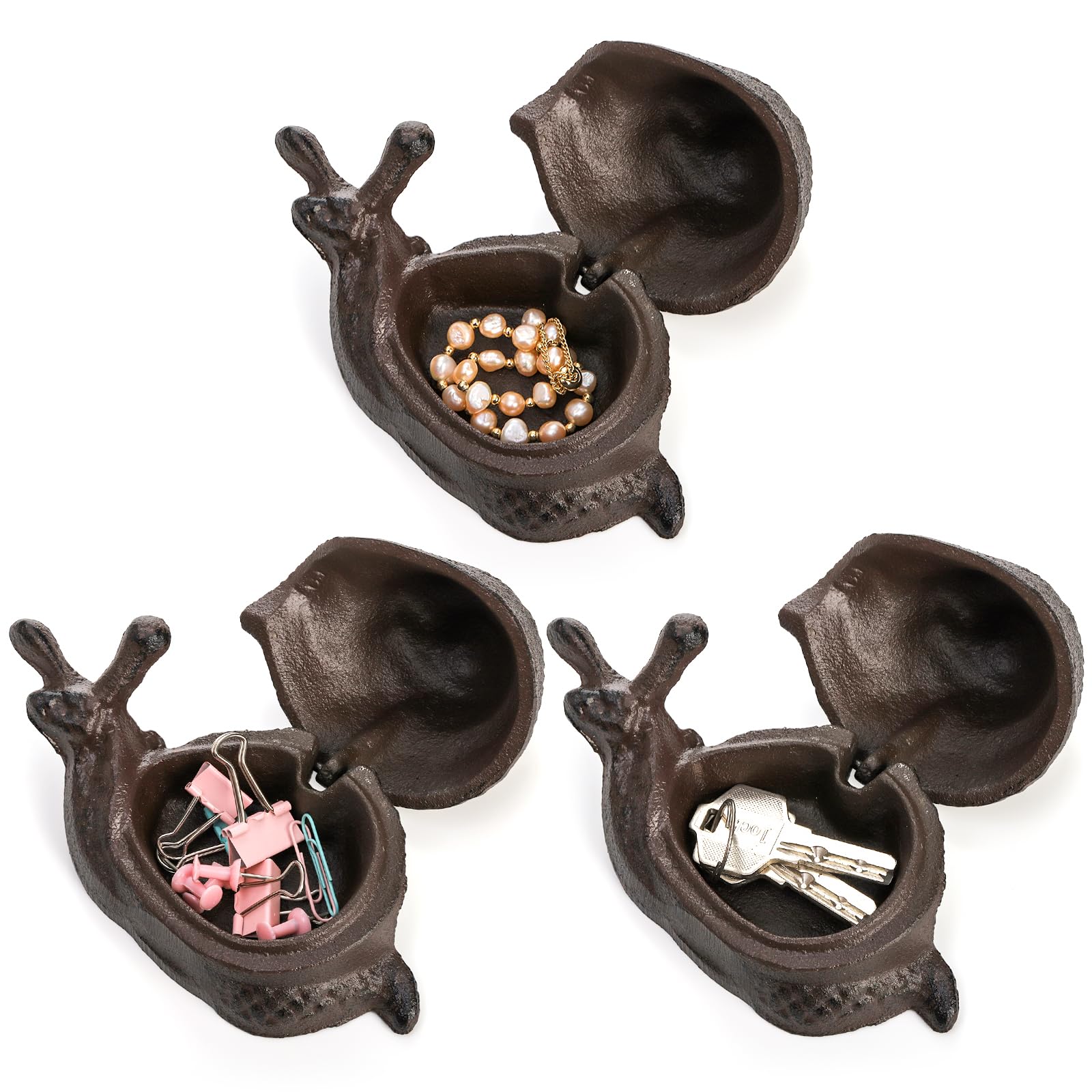 Pumtus Cast Iron Key Hider, Snail Hide-a-Key Holder, Outside Spare Key Hider Figurine, Small Snail Garden Statues Ornament, Decorative Jewelry Trinkets Box for Ear Studs Rings Paper Clips
