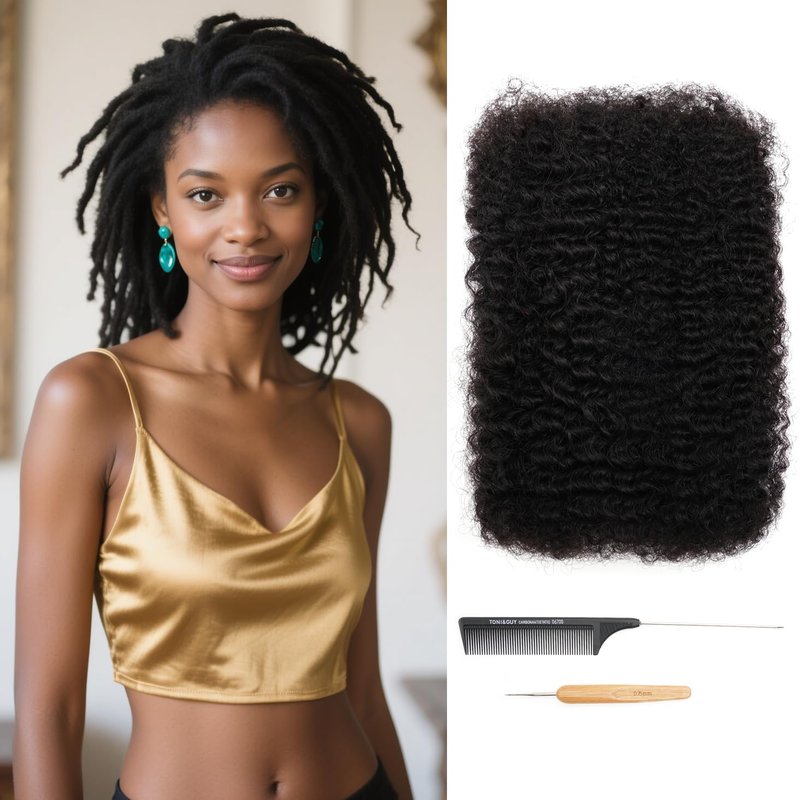Afro Kinkys Bulk Human Hair 14Inch 60g/pack 100% Natural Black Human Hair For Making Micro Locs, Twist Braiding, Dreadlocks Extensions, Locs Repair, Mini Twists