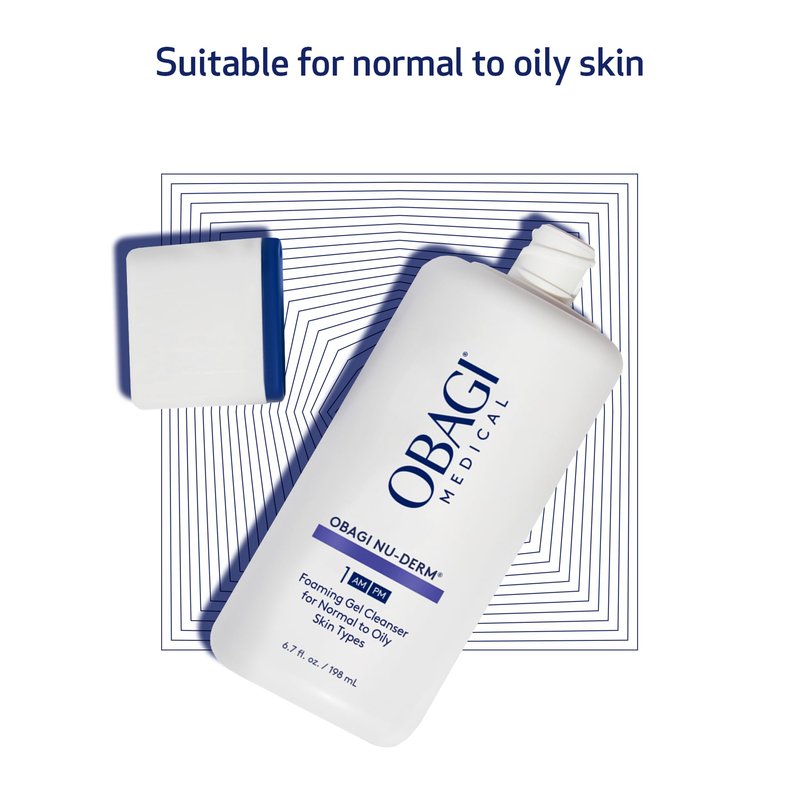 Obagi Nu-Derm Foaming Gel for Face- Hydrating Cleanser With Aloe Vera- Foaming Facial Cleanser for a Vibrant Complexion- Lightweight Purifying Face Cleanser- Skincare Product for Smooth Skin- Deep-Cleansing Formula for Normal to Oily Skin- 6.7fl oz