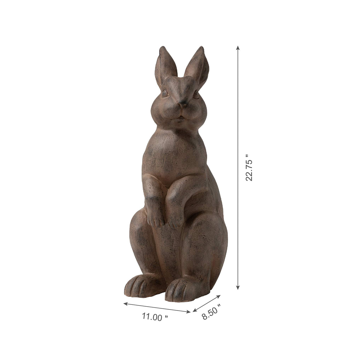 Glitzhome Rabbit Garden Statue Outdoor Standing Bunny Sculpture Lawn Decor, 22.75 Inch, Bronze
