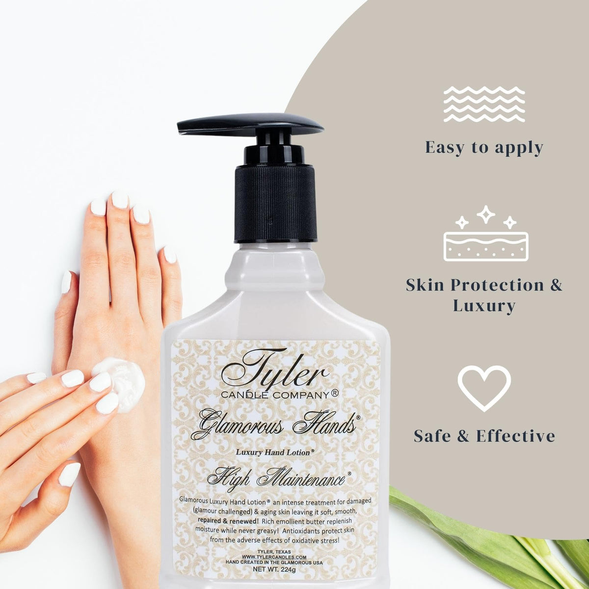 Worldwide Nutrition Bundle: Tyler High Maintenance Hand Lotion - Scented and Small Hand Cream For Dry Hands - 8 Oz Travel Size Luxury Hand Moisturizer and Multi-Purpose Key Chain