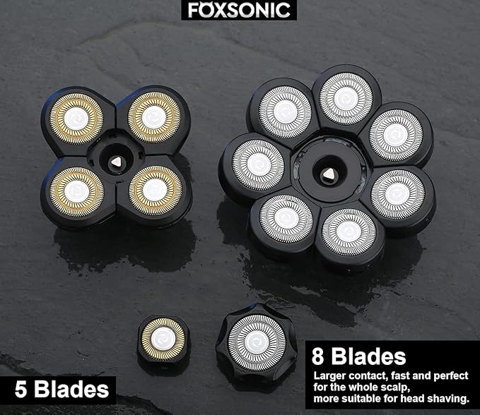 FOXSONIC 8 Blades Head Shaver Replacement Heads 8 Heads for Head Shaver Many Main Brands Electric Shaver Razor Bald Men Head Shaver Blades