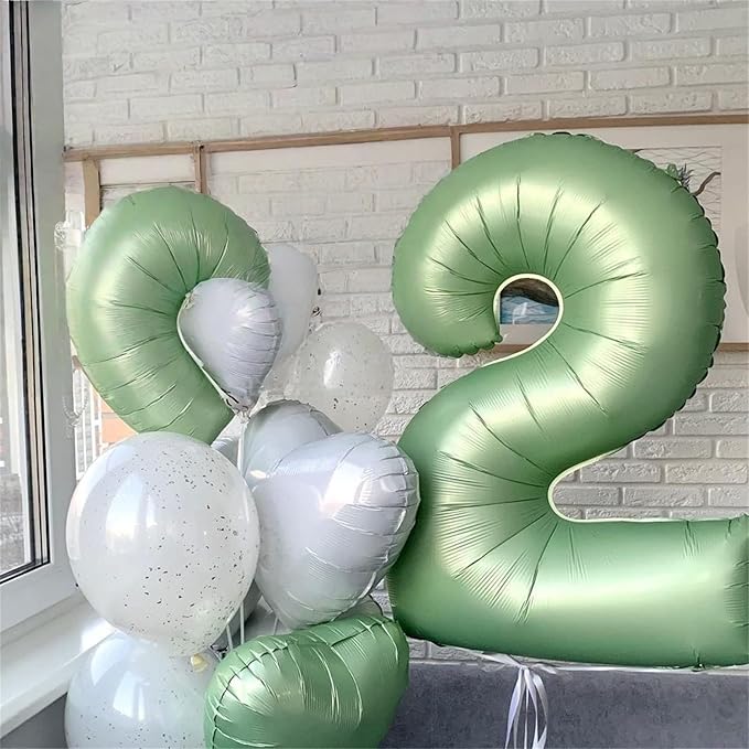 Sage Green Number 30 Balloons, 40 Inch Large Olive Green Foil Number 3 & 0 Balloons for Women, Self Inflating 30th Birthday Balloons for 30 Year Old Birthday Anniversary Party Decorations Supplies