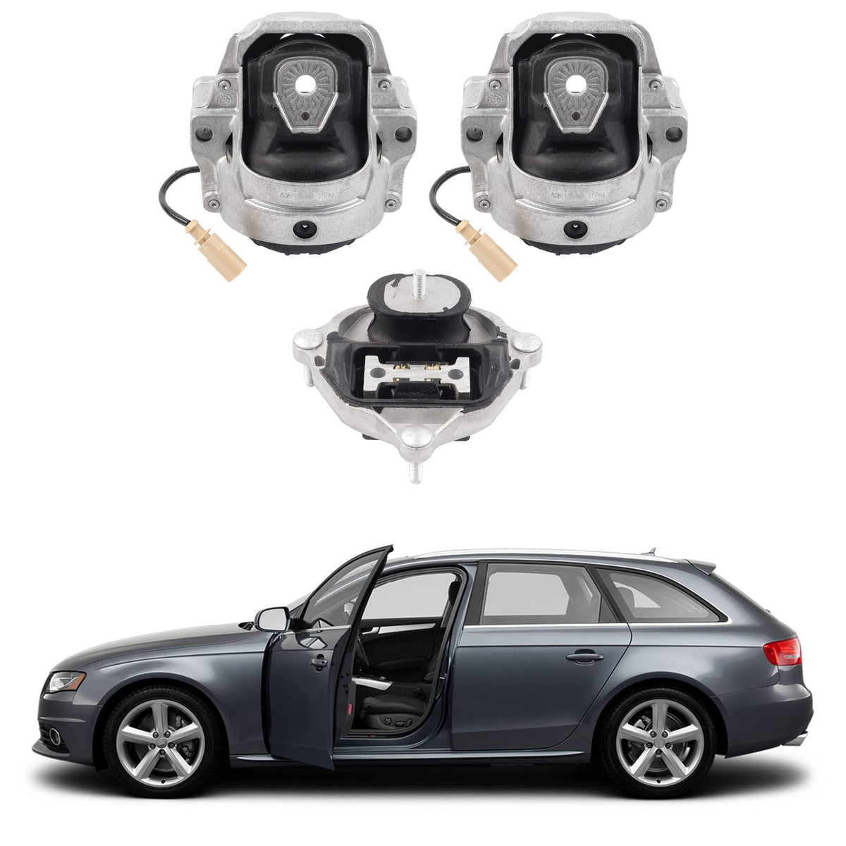 Dasbecan Engine Motor Trans Mount Set 3Pcs Compatible With Audi A4 A5 A4 Quattro A5 Quattro 2008-2017 Replaces# 8K0199381C 8K019