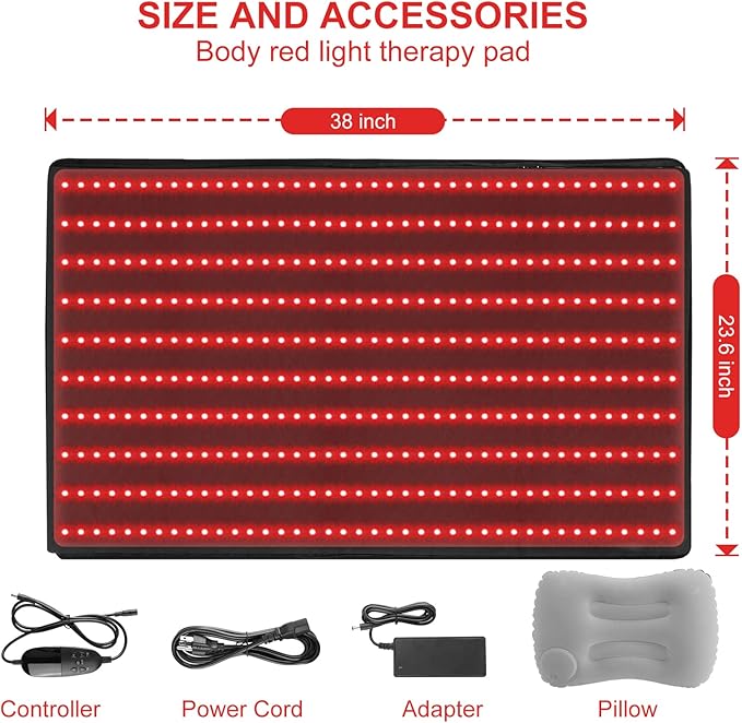 LOVTRAVEL LED 660nm Red Light Therapy Mat 38'' X 23.6'' 850nm Near Infrared Light Therapy Devices Large Pads for Whole Full Body Pain Relief