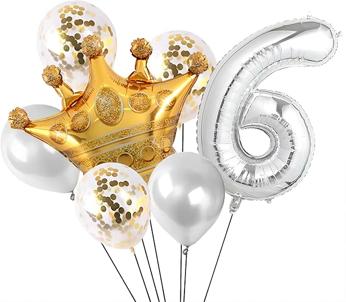 40 Inch Silver Number Balloons, Helium Mylar Foil Number Balloons for Birthdays, Number 6 Balloon for Party Wedding Bachelorette Birthday Bridal Shower Anniversary Celebration Party Decorations