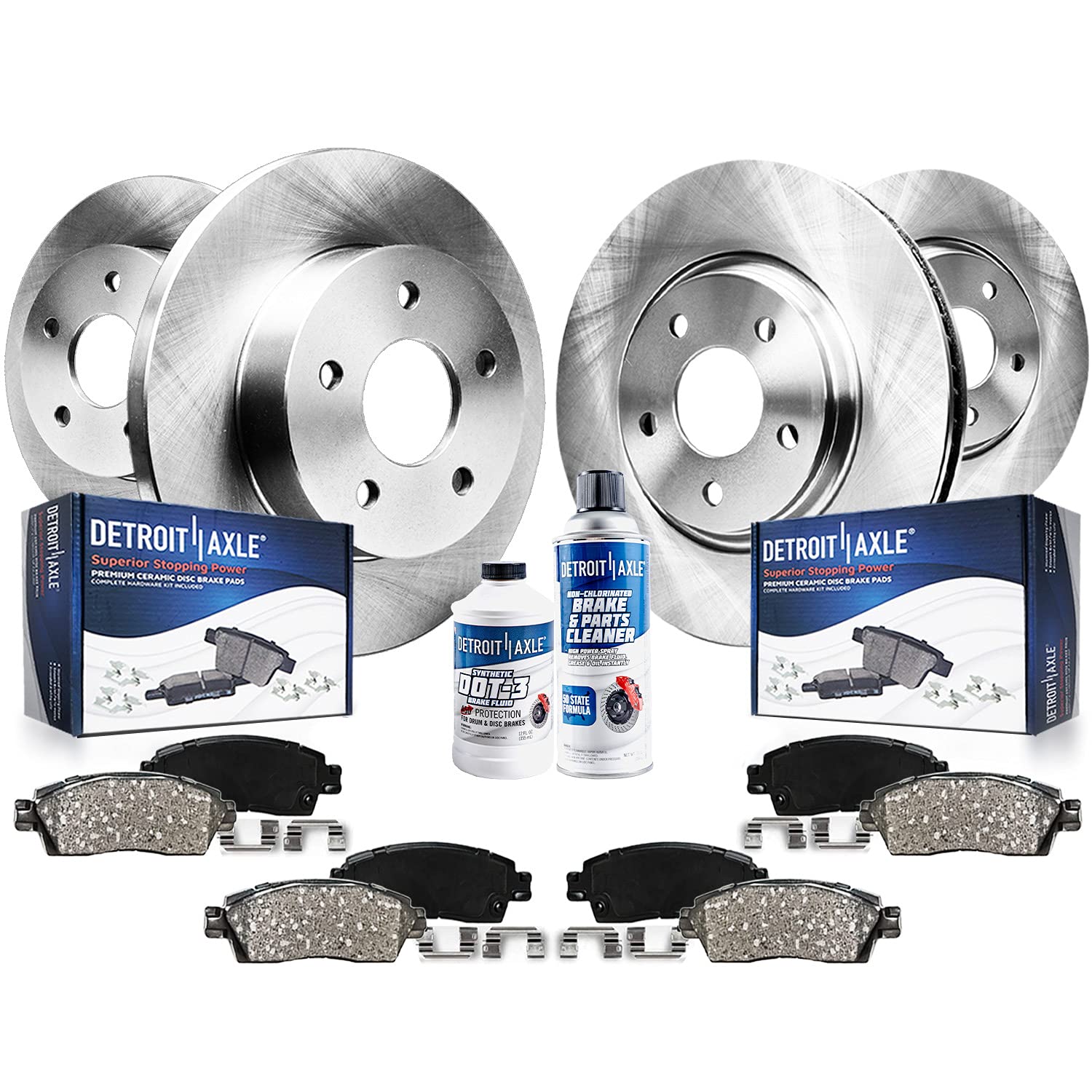 Detroit Axle - Brake Kit for 2005-2010 Honda Odyssey Disc Brake Rotors 2006 2007 2008 2009 Ceramic Brakes Pads w/Hardware Front