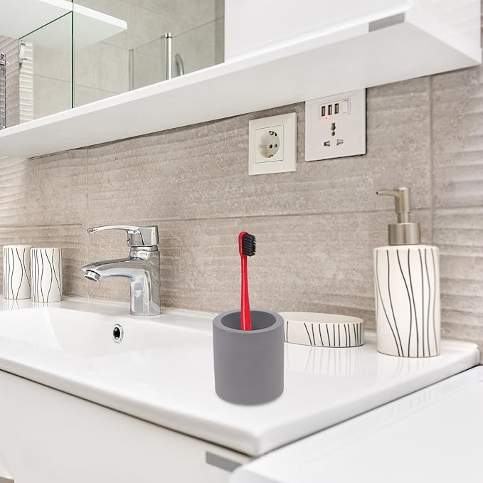 Garneck Diatomite Toothbrush Holder Stand Water-absorbent Quick-drying Toothbrush Organizer Base for Bathroom Countertop Storage Gray