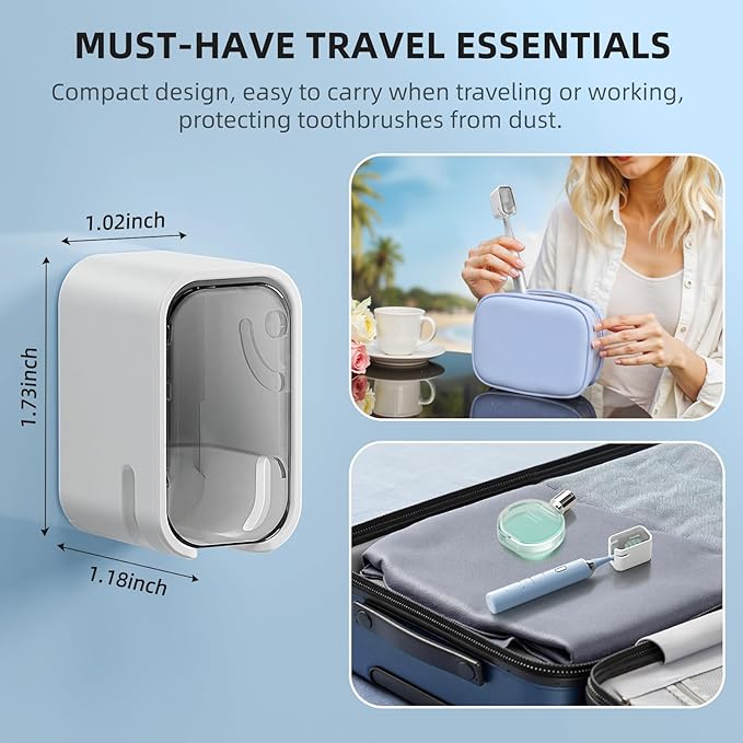 Travel Toothbrush Head Cover 2PCS, Electric Toothbrush Covers Caps, Ventilated Toothbrush Protectors Caps for Travel, Camping, Bathroom, Business, Grey