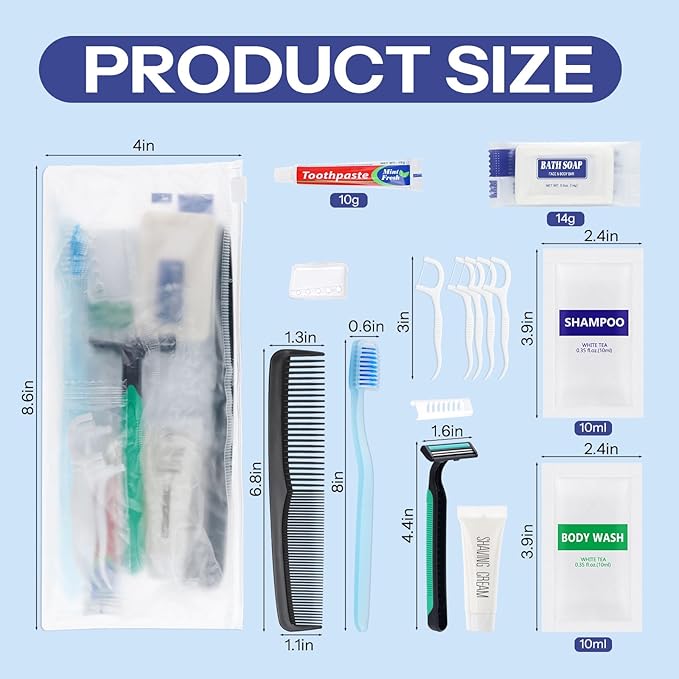 Pack of 20 Travel Size Toiletries Kit Individually Packed,Personal Hygiene Kit for Men Homeless Care Package Supplies Bulk