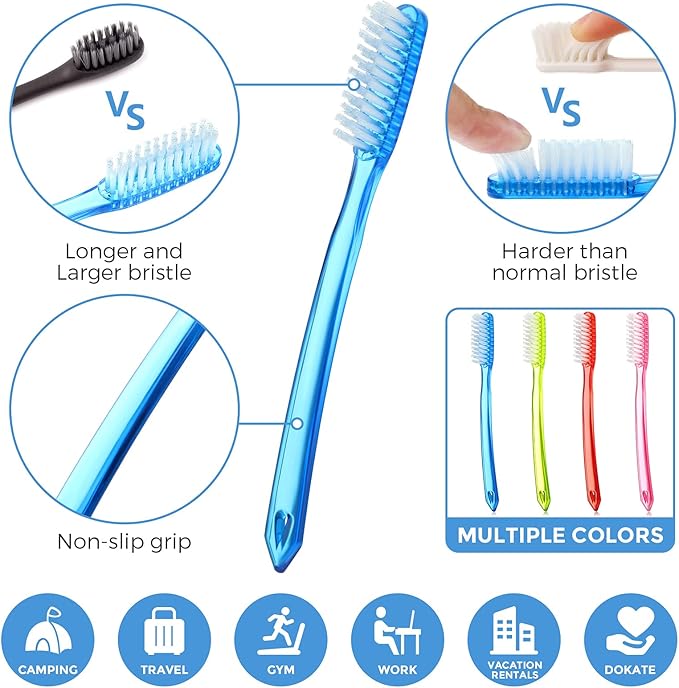 Zopeal Extra Hard and Firm Toothbrush for Adults Bulk Huge Large Long Head Bristle Full Head Manual Toothbrush for Whitening Cleaning(24 Pieces)