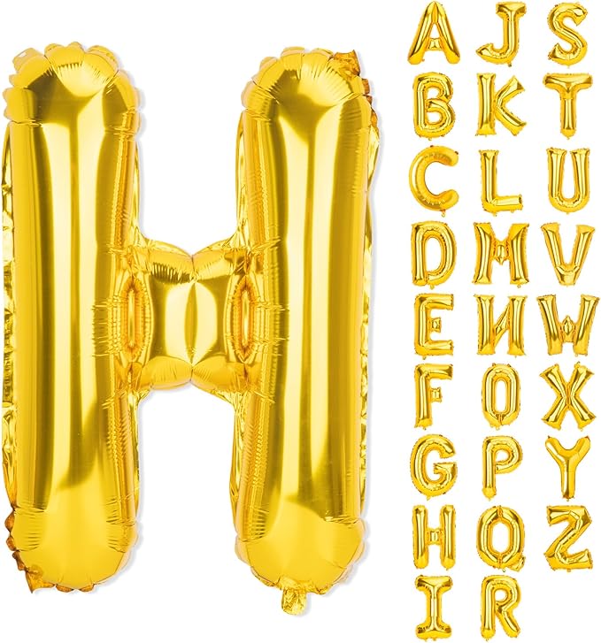 Gold Letter Balloons 40 Inch H Balloon Letters H Alphabet Balloons Giant Letters With Straw Big Balloons Foil Large Gold Balloons For Birthday Party Decorations Wedding Thanksgiving Christmas Balloons