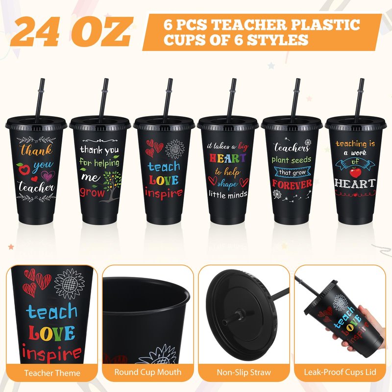 Funnymoom 24 Pcs Teacher Appreciation Week Gifts Bulk Set 2026 End of Year Thank You Gifts Bulk 24 oz Black Plastic Tumbler Cup Makeup Cosmetic Bag Crew Sock Keychain for Retirement School Staff Team