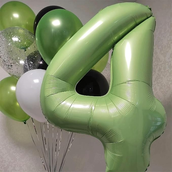 Sage Green Number 40 Birthday Balloons, 40 Inch Large Olive Green Foil Number 4 and 0 Balloons for Women, 40th Birthday Balloons for 40 Year Old Birthday Anniversary Jungle Party Decorations Supplies