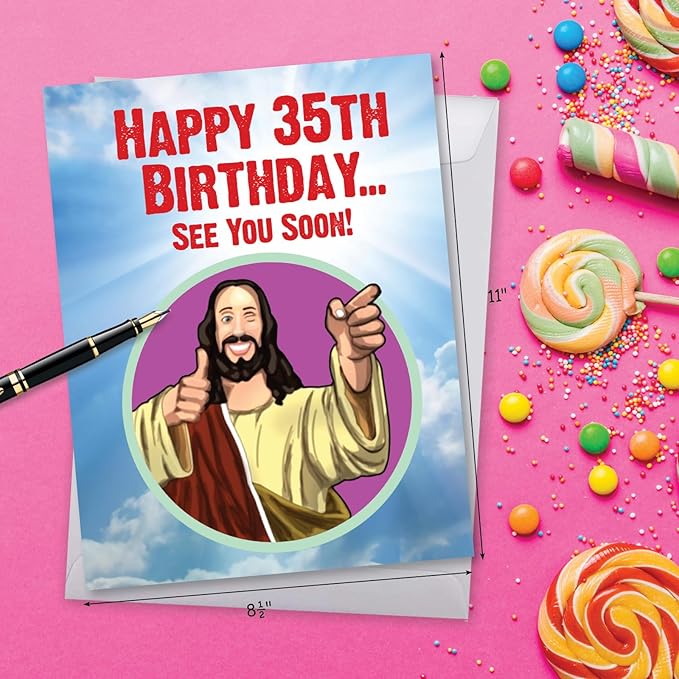 NobleWorks - 35th Funny Birthday Greeting Card (8.5 x 11 Inch) - 35 Years Old, Big Milestone Birthday Humor Card from Group - See You Soon 35 J9402MBG