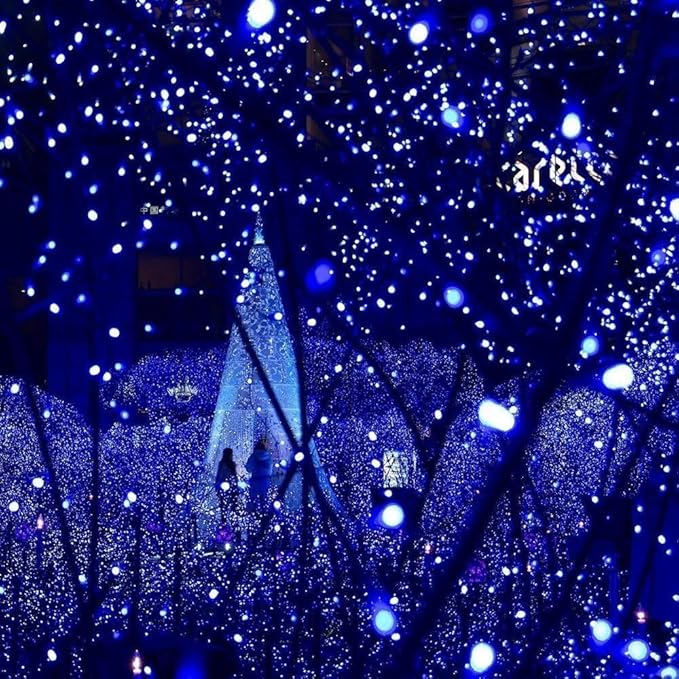 Chritsmas Decoration Outdoor String Lights - 25m/82ft 220 LEDs 8 Modes Memory Function End-to-End Extendable Plug in Waterproof Fairy Lights for Thanksgiving Halloween Wedding Patio Decor - Blue