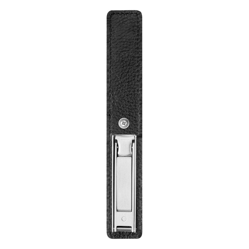 ZWILLING Nail Clipper with Key Ring (leather case with magnetic closure, integrated nail file, slightly curved cutting edge), Premium, Black