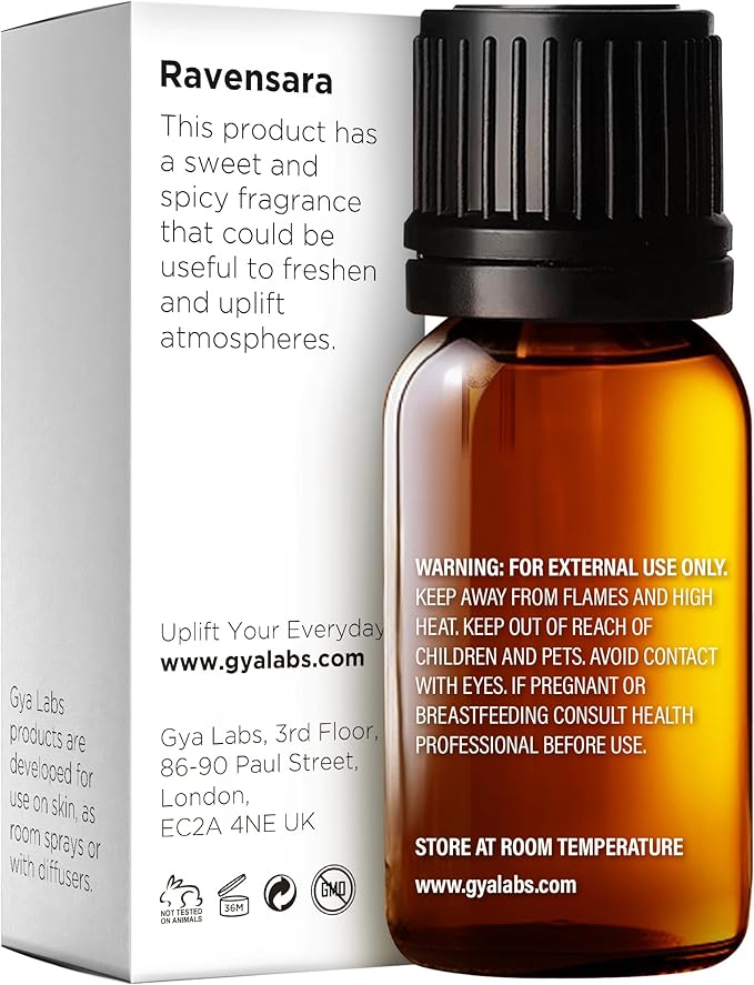 Gya Labs Ravensara Essential Oil - 0.34 Fl Oz - for Hair, Skin, Diffuser, Aromatherapy & DIY Candle Making Scent