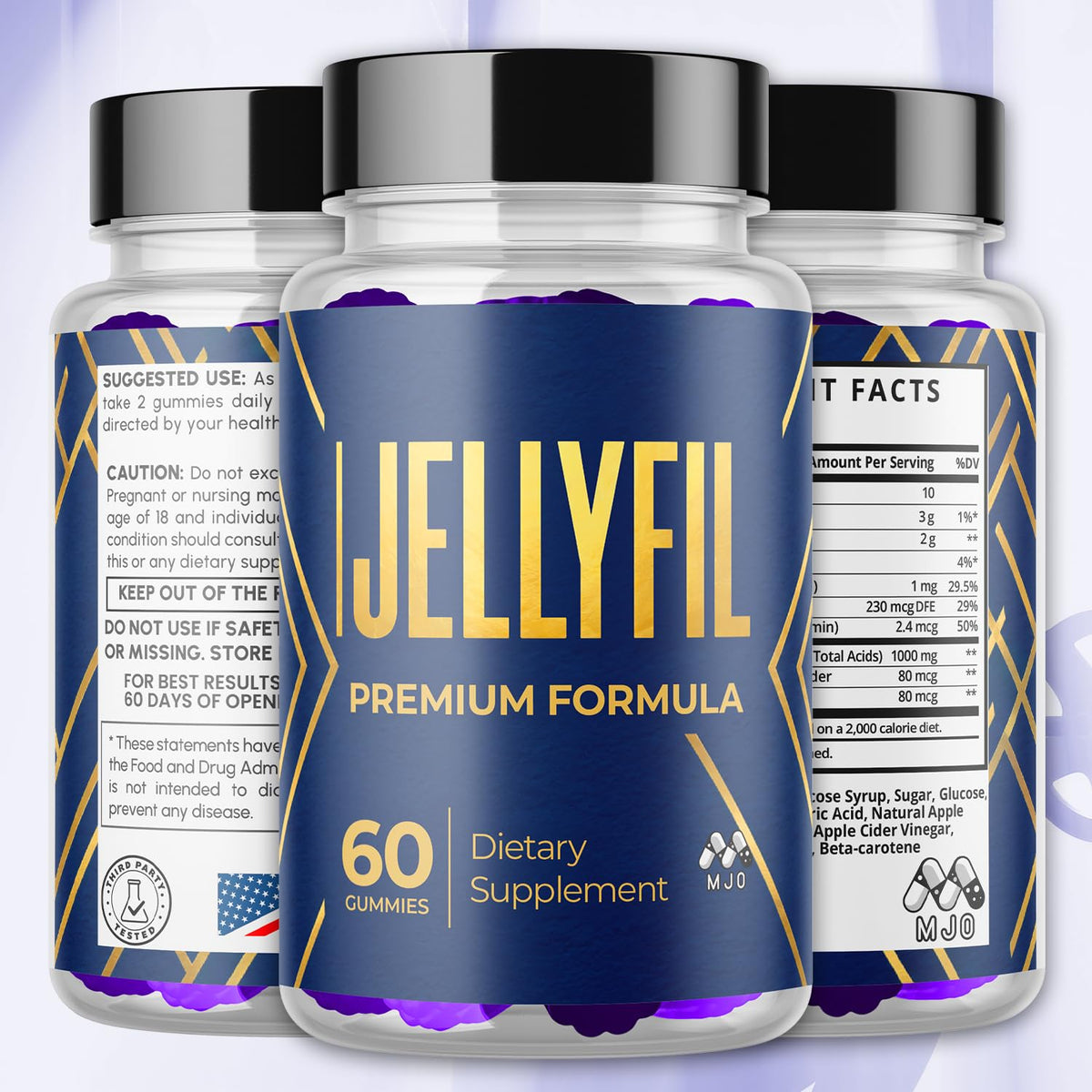 (3 Pack) Jellyfil Gummies, Official Jellyfil Gummys with All Natural Ingredients, Advanced Formula Maximum Strength Supplement with Natural Active Lifestyle Support Premium Multivitamins (180 Gummies)