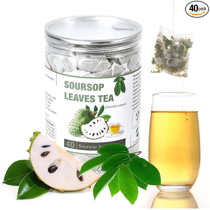 40 Natural Soursop Tea Bags, Soursop Leaves Tea, Dried Soursop Graviola Leaves Tea, te de Guanabana Tea, Pure Sour sop Tea Leaves