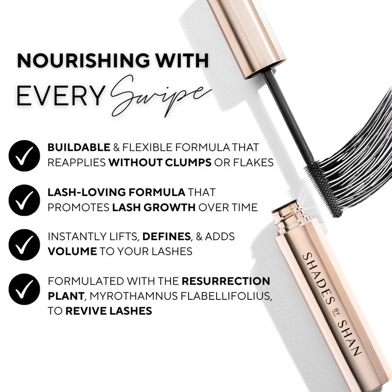 Shades By Shan - The Mascara - For long and voluminizing lashes for Women - No Clump and Lash-Loving Formula that promots Lash growth - black, 1 x 0.43 fl. oz.