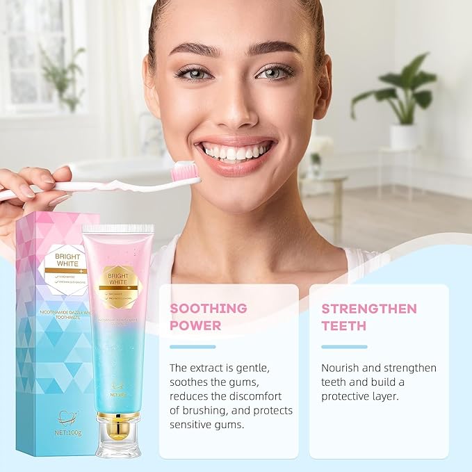 Niacinamide Whitening Toothpaste，Mild Mint for Fresh Breath,24-Hour Fresh Breath,Triple Brightening Niacinamide-Infused Toothpaste，Fluoride-Free Formula Suitable for Sensitive Teeth (1)