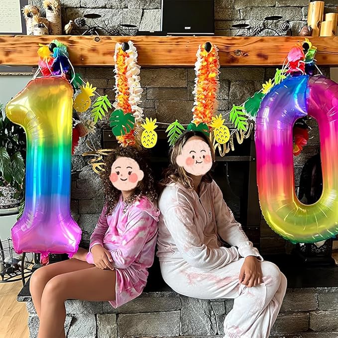 Rainbow Number 9 Balloon 40 Inch Rainbow 9 Balloon Giant Helium Foil Number 0 to 9 Balloons Birthday Wedding Party Digital Decorations Number 9