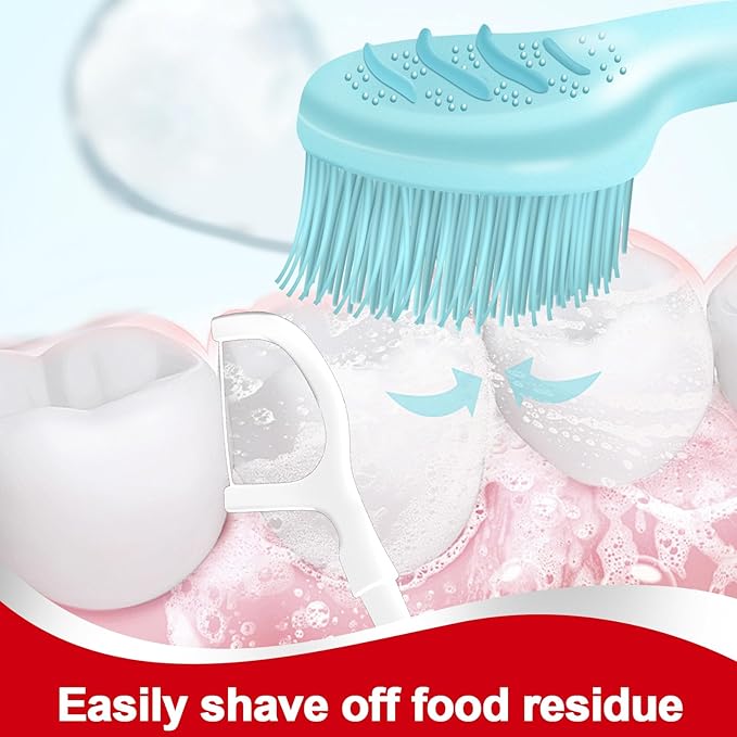 Mini Brushes-Disposable Toothbrushes with Toothpaste+Tongue Scraper+Toothpick+Floss 5 in 1 Prepasted Toothbrush Individually Wrapped for Work or Travel 28 pcs (Watermelon)