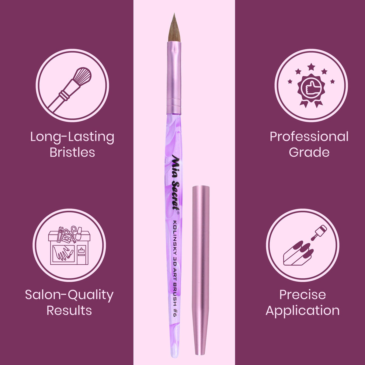 Nail Brushes with Kolinsky Squirrel Hair by Mia Secret Store