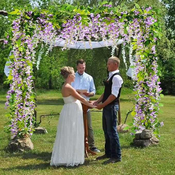 5pack Wisteria Garland Artificial Flowers Garland Fake Hanging Wisteria Vines for Wedding Floral Decor-Total 33 Ft (Light Purple)