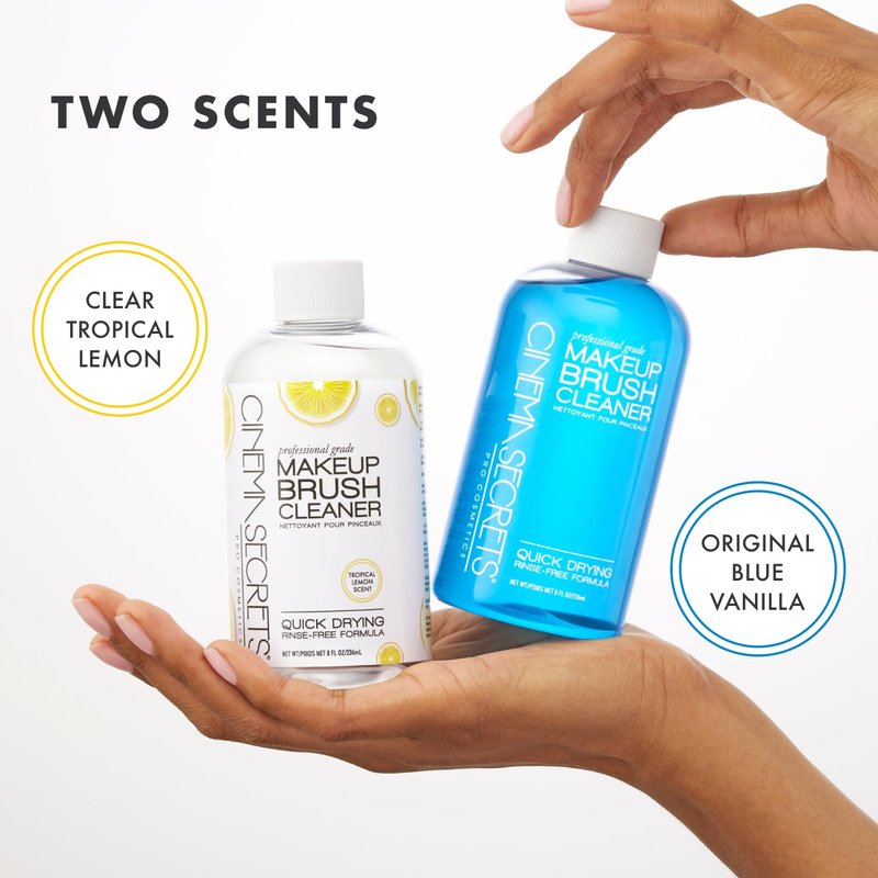Cinema Secrets Original Makeup Brush Cleaner Solution - Professional Cleanser for Makeup Brushes - Quick-Drying, Rinse-Free Formula - Removes Stubborn Waterproof Make Up - Lemon (16 fl oz)