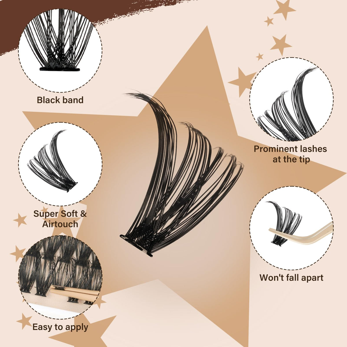 JMS&JMS DIY Lash Extension Kit Lash Clusters Kit 40D+50D D Curl Individual Lashes Eyelash Extension Kit 280 pcs Thin Band Cluster Lashes Lash Bond and Seal Tweezers Easy to apply