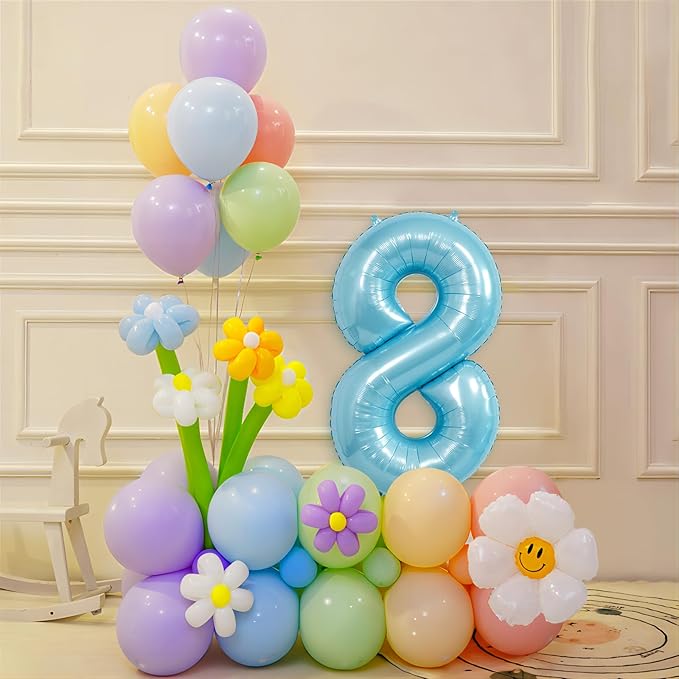 40 Inch light blue Number Balloons, Helium Mylar Foil Number Balloons for Birthdays, Number 8 Balloon for Party Decorations, Birthday Decorations, Wedding Decorations, Boy Baby Shower Decorations