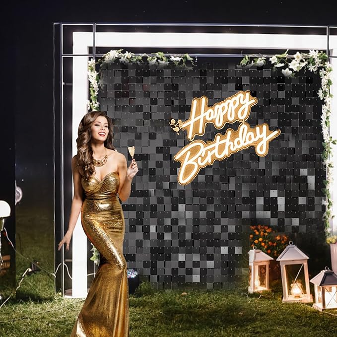 Shimmer Sequin Wall Backdrop Panels, 12pcs DIY Party Decor for Wedding, Birthday, Graduation, Anniversary, Engagement, Holiday & Home Decoration