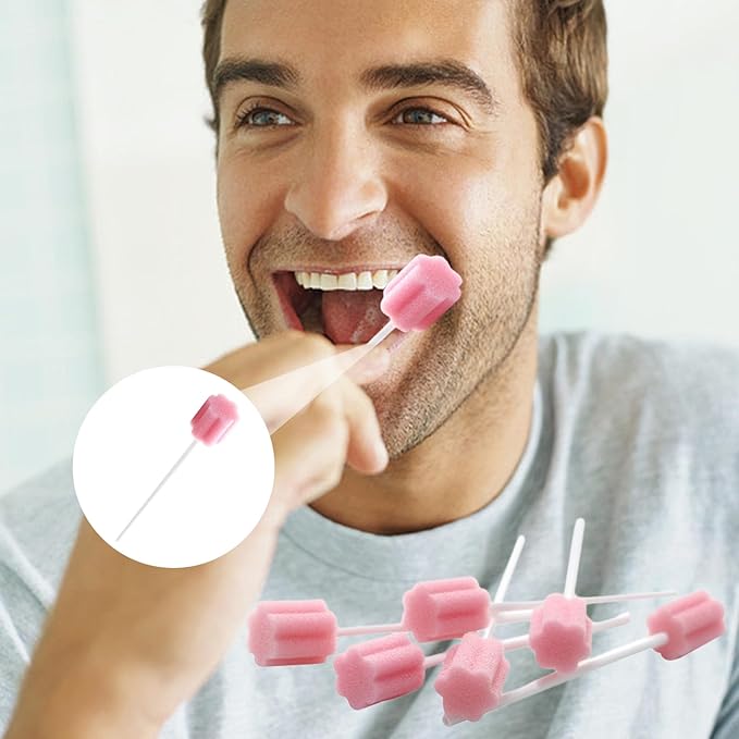 100 Pcs Disposables Orals Care Sponge Swabs Mouth Sponge on Stick Orals Care Sticks Mouth Swabs Tooth Tool