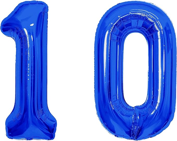 Number Balloons Navy Blue Balloons - Giant Number 10 Balloon, Blue 10th Number Balloon Birthday Decorations for Boys