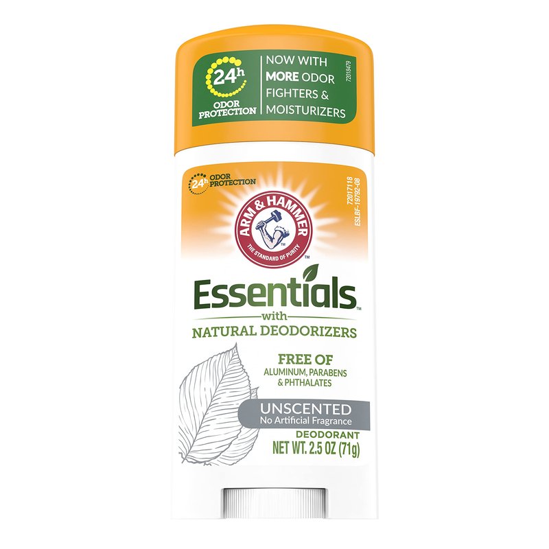 Arm & Hammer Essentials Solid Deodorant, Unscented,2.5 oz, 6 Count