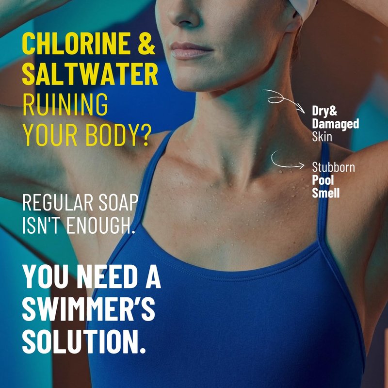 SWIM SALON Chlorine Removal Body Wash for Swimmers | Vitamin C Removes Chlorine & Restores Skin Barrier | For Pool, Saltwater & Hard Water | Sulfate-Free, Silicone-Free (10.58 oz, Pack of 2)