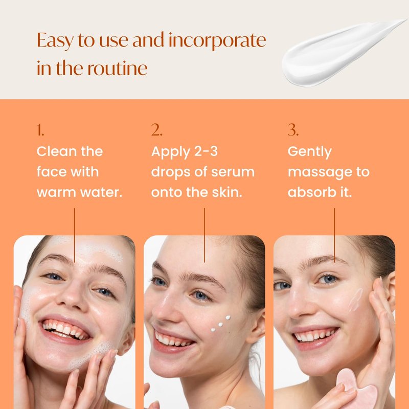PLANTIFIQUE Korean Vitamin C Face Massage Serum – Hydrating Anti-Aging Collagen & Peptides Formula – Perfect for Gua Sha Facial Massage & Even Skin Tone Glow