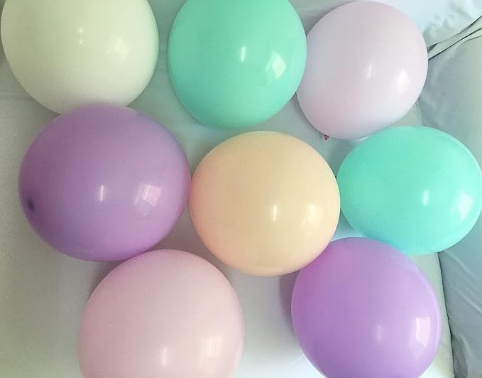 Pastel Balloons Pink Purple White –Assorted Soft Candy Color Balloons for Baby Shower Birthday Party Decorations 12 inch 60packs (Rainbow)