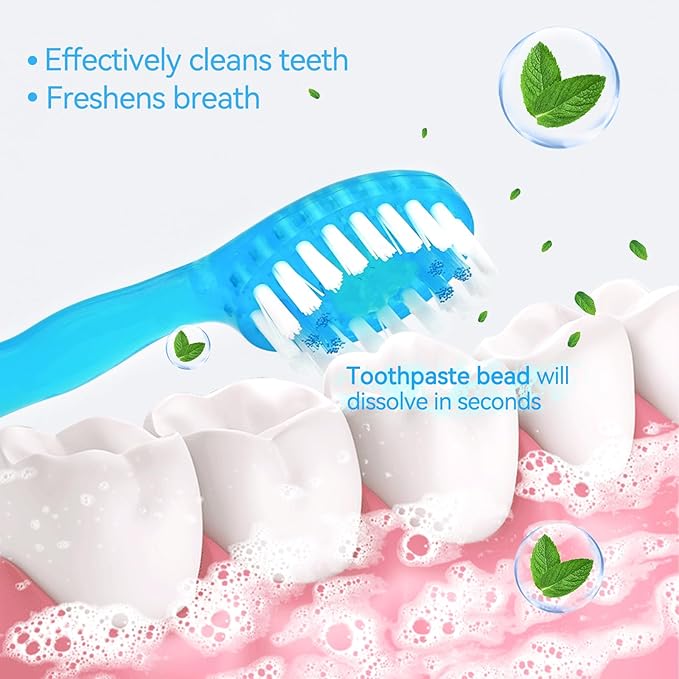 Erinde 5 in 1 Mini Disposable Toothbrushes with Toothpaste + Tongue Scraper + Picks + Floss Travel Case, Prepasted Travel Toothbrushes Pick for Work or Travel, Soft Brushes, 12 Count (Mixed Flavors)