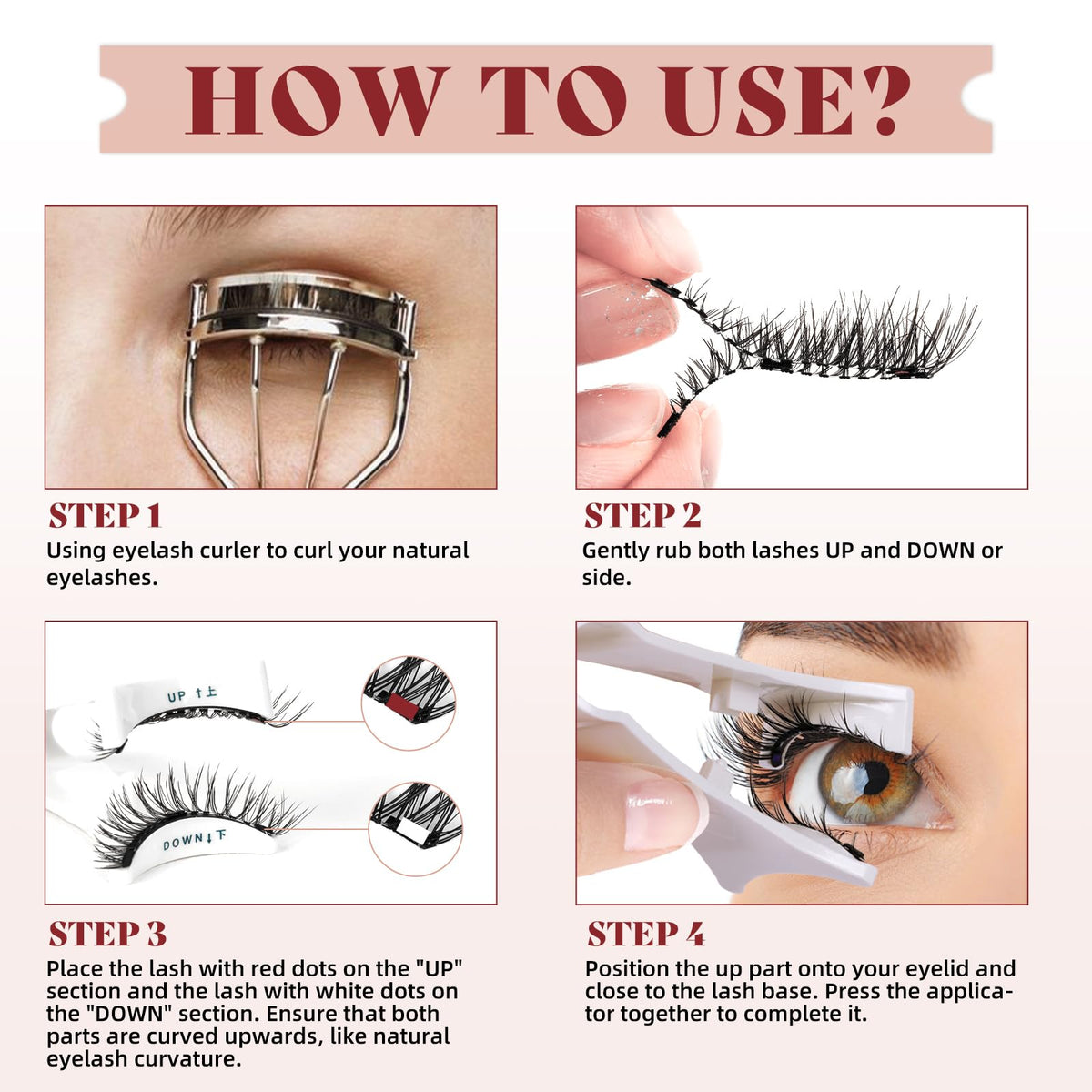Higu clace Magnetic-Eyelashes with Applicator 2 Pairs Magnetic-Lashes Natural Look Wispy Magnet Lashes Easy to Wear and Remove（DJCX-A+C01）