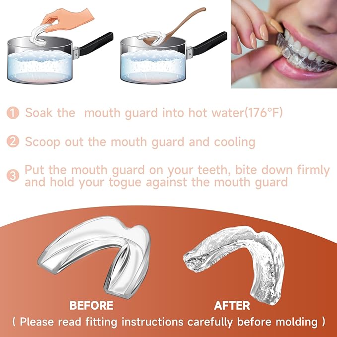 4 Pack Orange Mouth Guards for Women and Teens, Medium Size, Moldable Night Guards for Teeth Grinding and Clenching, Comfortable Bite Guards, Stylish Custom Dental Guards for Protection