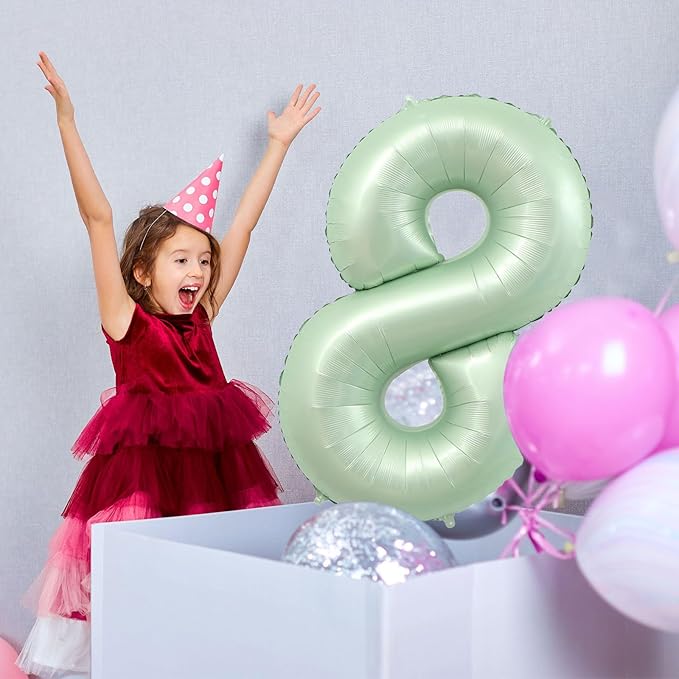 40 Inch Olive Green Large Number Balloons 0-9, Number 8 Balloons Foil Mylar Big Number Balloons, Helium Number Balloons Decorations For Birthday, Anniversary Events, Wedding Party